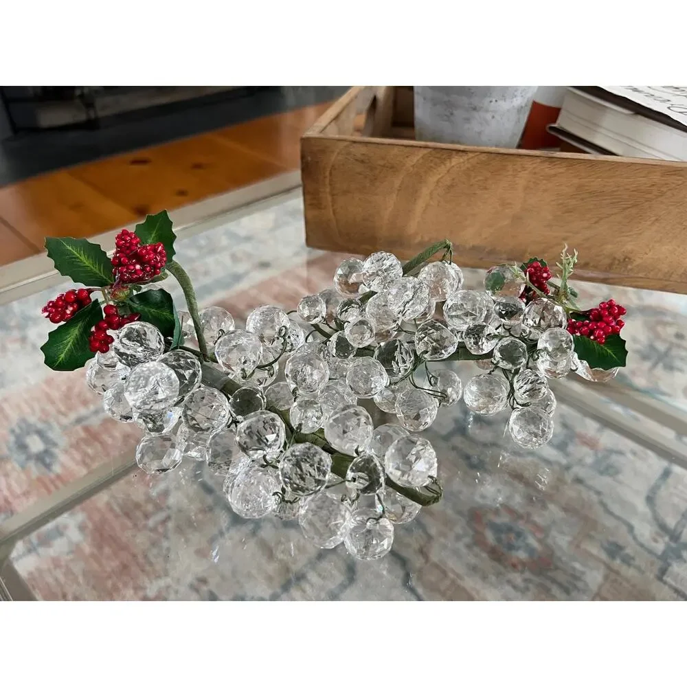 Vintage Lucite Grapes Cluster Set Mid Century Clear Faceted Fruit Decor MCM